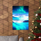 Starry Mountain Sky Poster - Aurora Borealis Art Print