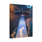 Space Lizards Canvas Wall Art - Lizard Being Abducted Ufo Decor
