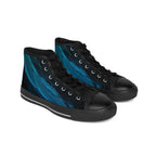 Fluid Blue Abstract Wave High-Top Sneakers - Teal Ocean Art