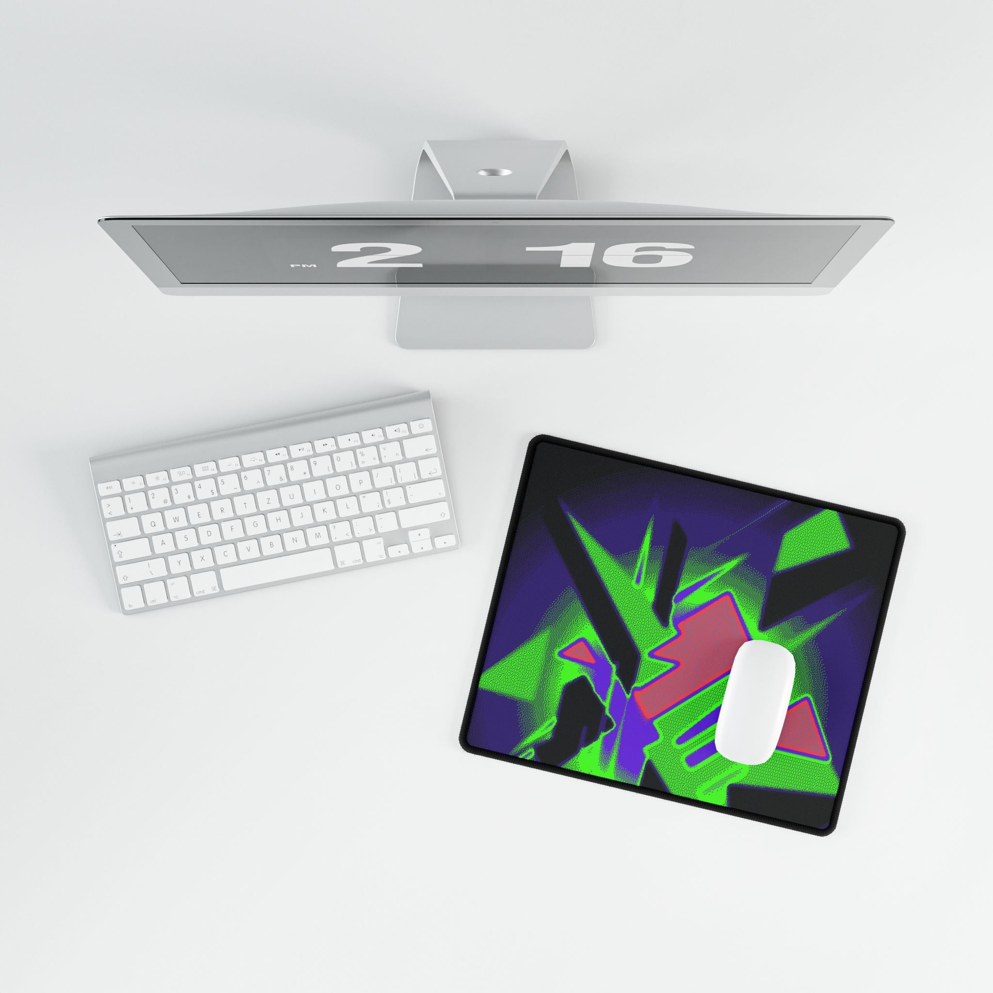 90s Paranoia Gaming Mouse Pad - Vaporwave Neon Desk Mat