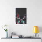 Cyberpunk Slick Street Canvas Wall Art - Neon Alley Decor