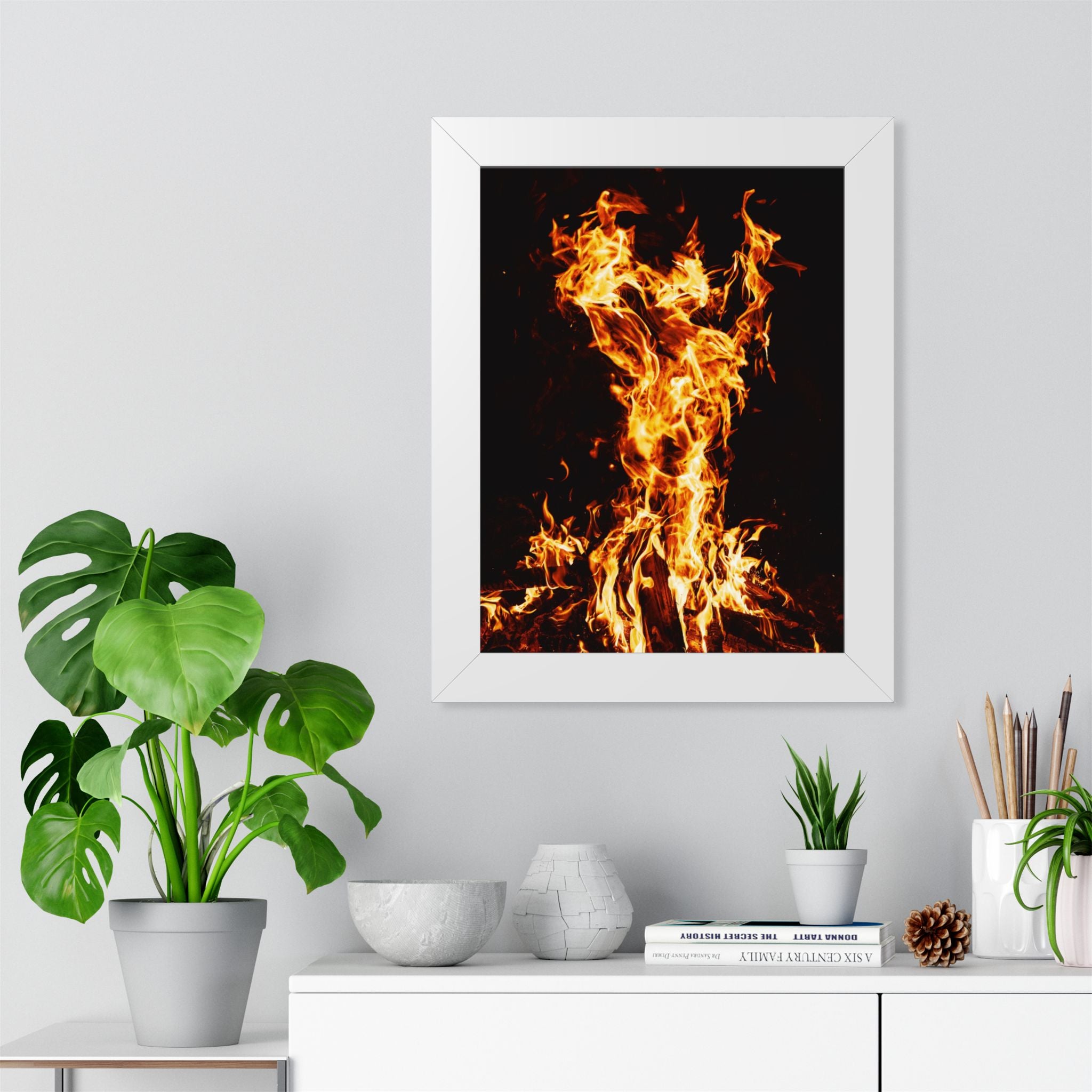 Phoenix Fire Framed Poster - Mythical Fire Bird Wall Art