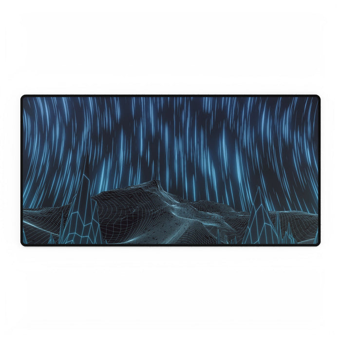 Cyber Wave Escape Retro Grid Desk Mat - Synthwave Mouse Pad