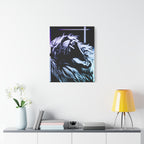 CRT Lion Retro Wave Canvas Art - 80s Vaporwave Neon Decor