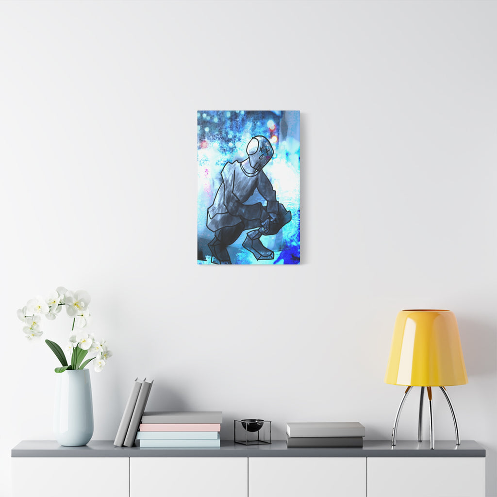 Robot Man Canvas Wall Art - Cyberpunk Android Dystopian Decor
