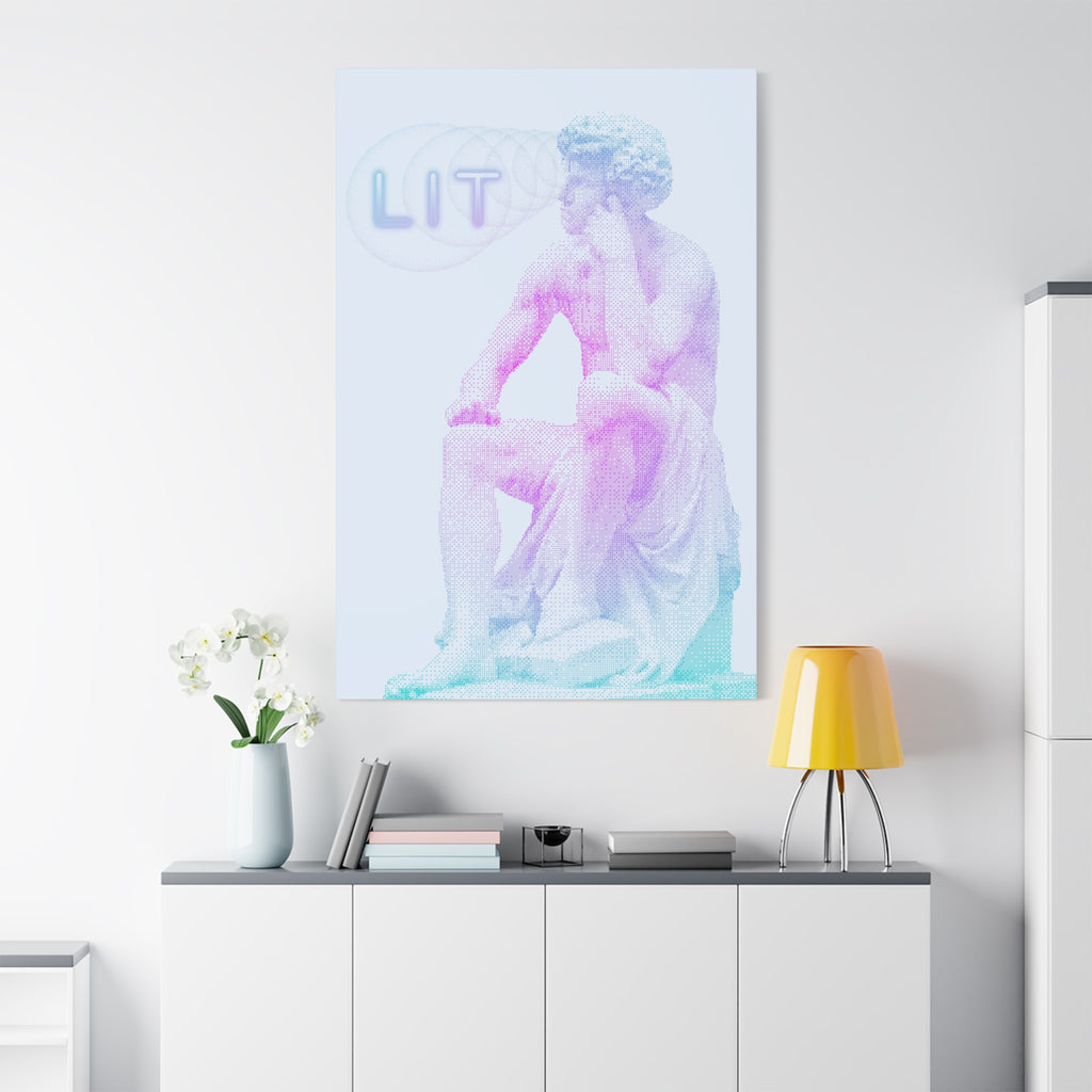 Lit Thinker Canvas Wall Art - Psychedelic Abstract Portrait Decor