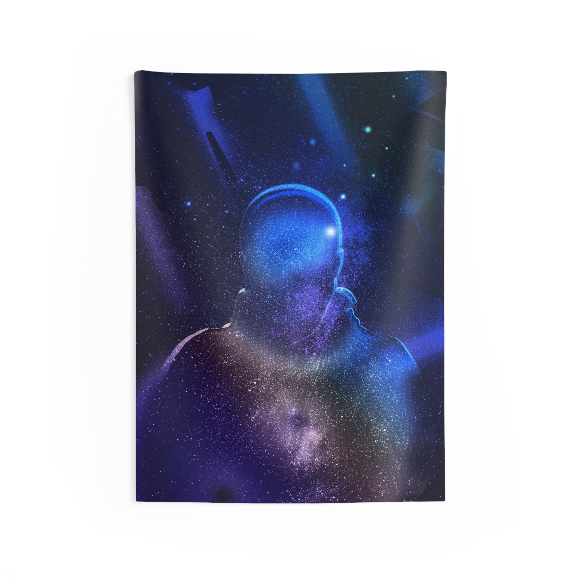 Figure in Space Tapestry - Cosmic Silhouette Wall Hanging