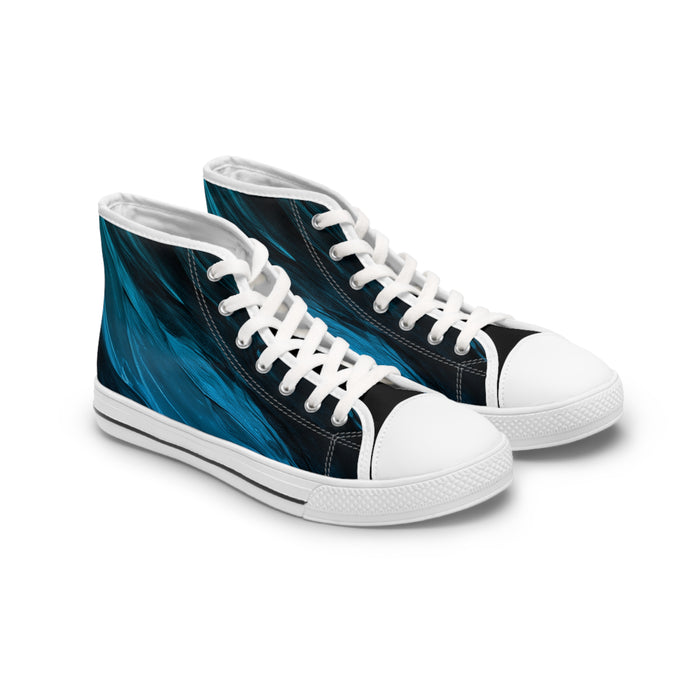 Paint Flow Blue Abstract Wave High-Top Sneakers - Teal Ocean Art