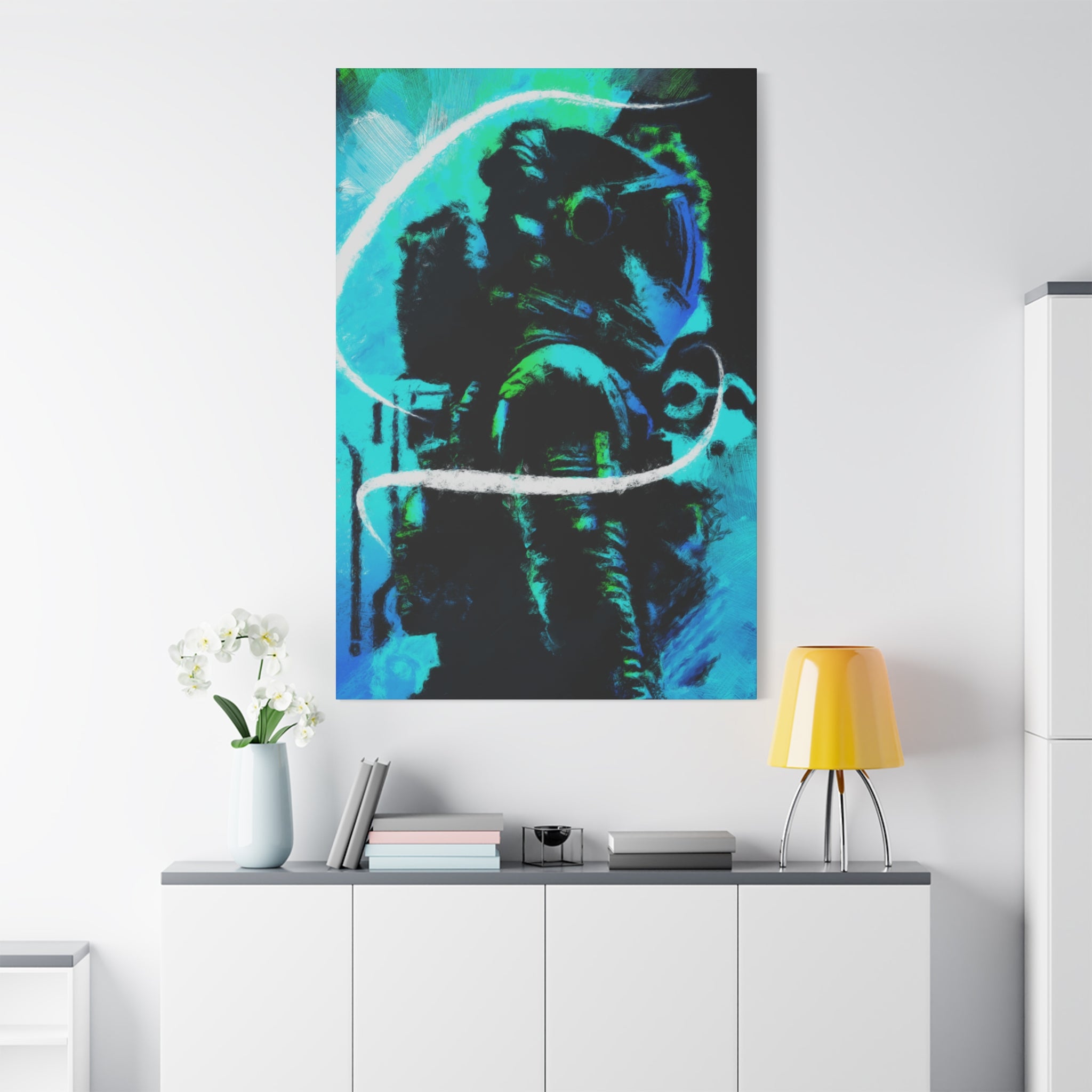 Grunge Space Man Canvas Art - Urban Graffiti Astronaut Decor