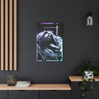 CRT Lion Retro Wave Canvas Art - 80s Vaporwave Neon Decor