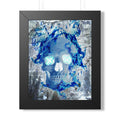Blue Flame Skull Framed Poster - Gothic Fire Skull Wall Art