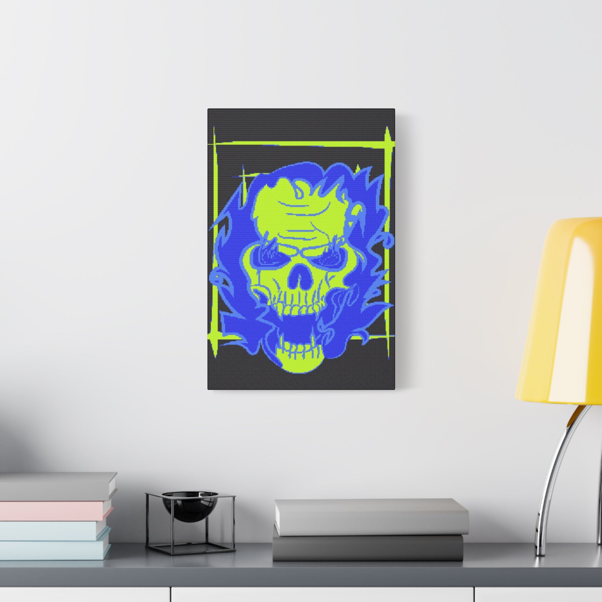 Skull of Mental Fire Canvas Wall Art - Psychedelic Gothic Decor