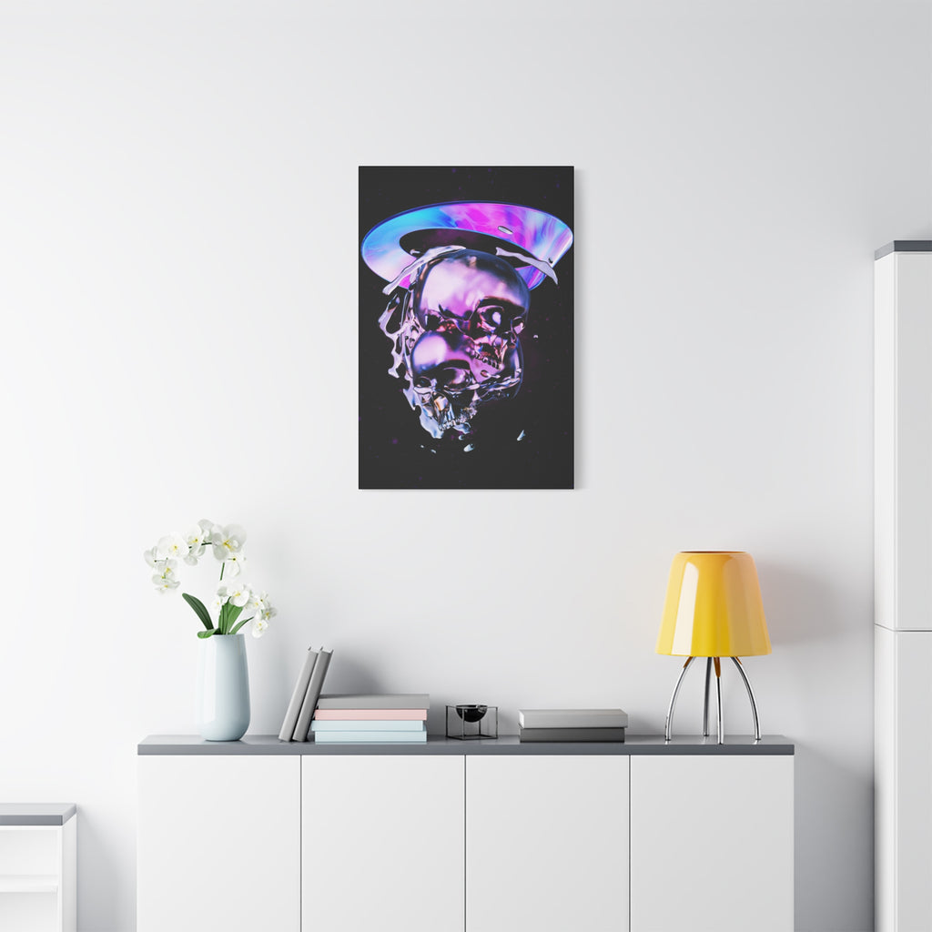 Melted Skeleton Skulls Canvas Wall Art - Gothic Cosmic Skull Decor