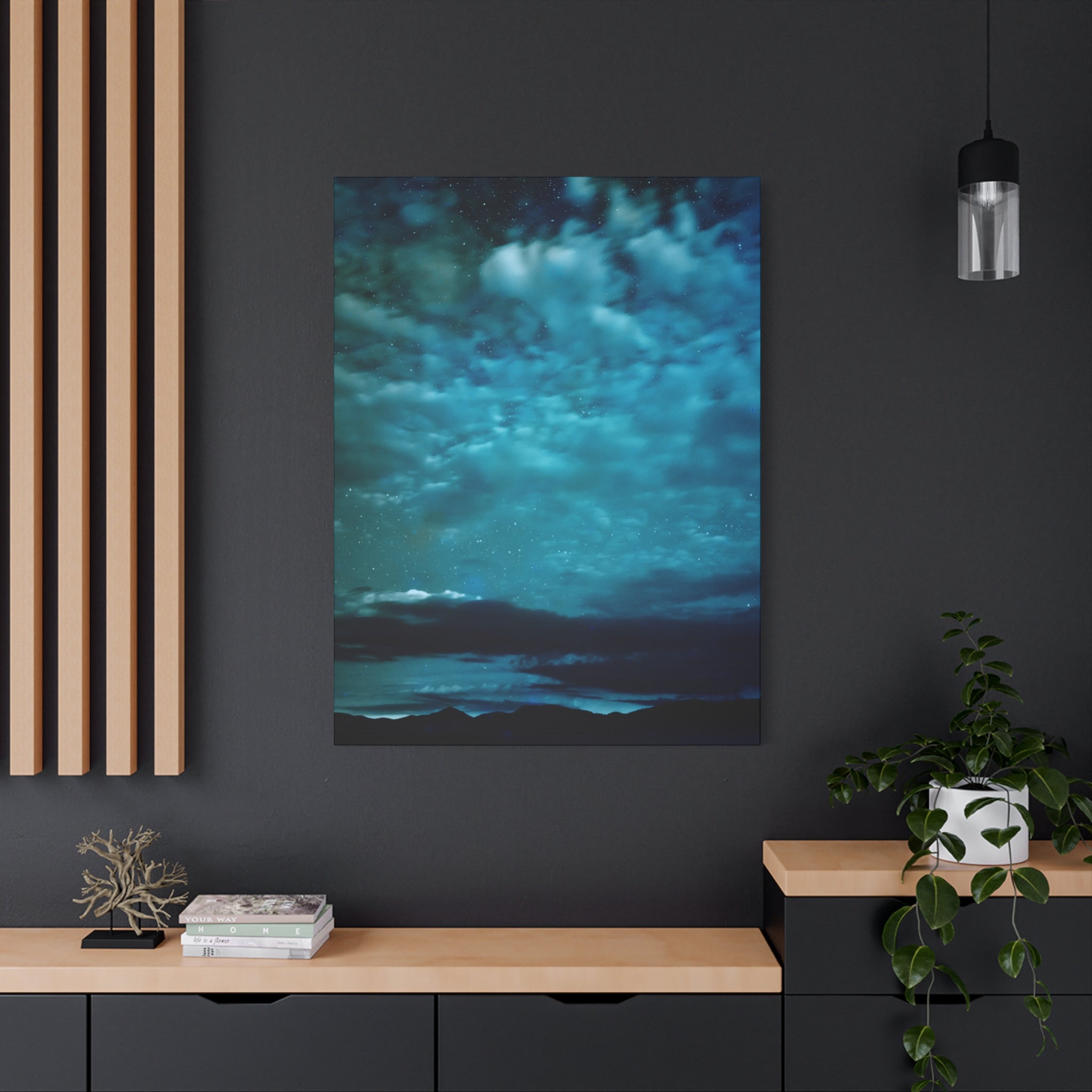 Serene Blue Sunrise Canvas Wall Art - Peaceful Misty Lake Decor