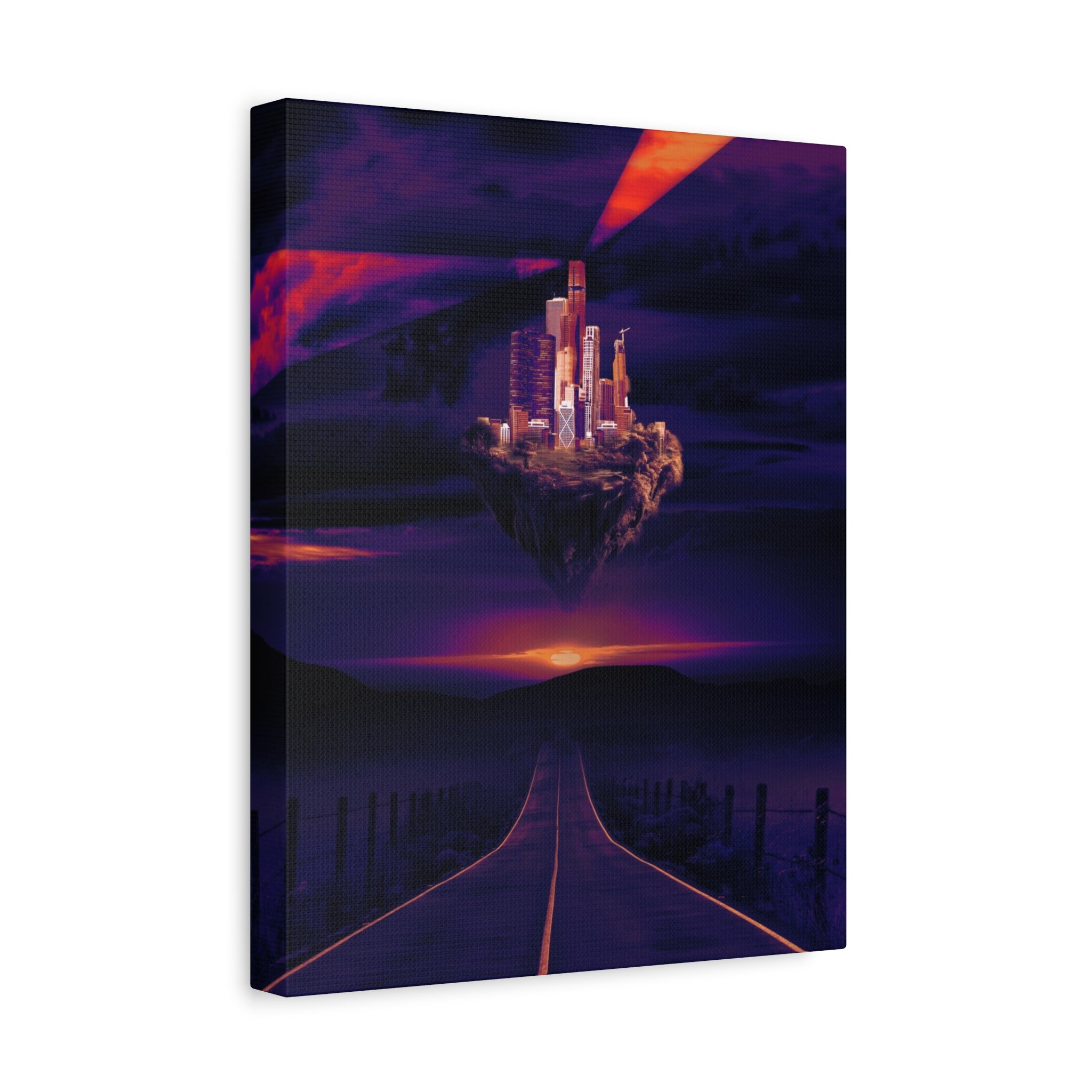 Abandoned City Canvas Wall Art - Sci-Fi Desert Ruins Decor