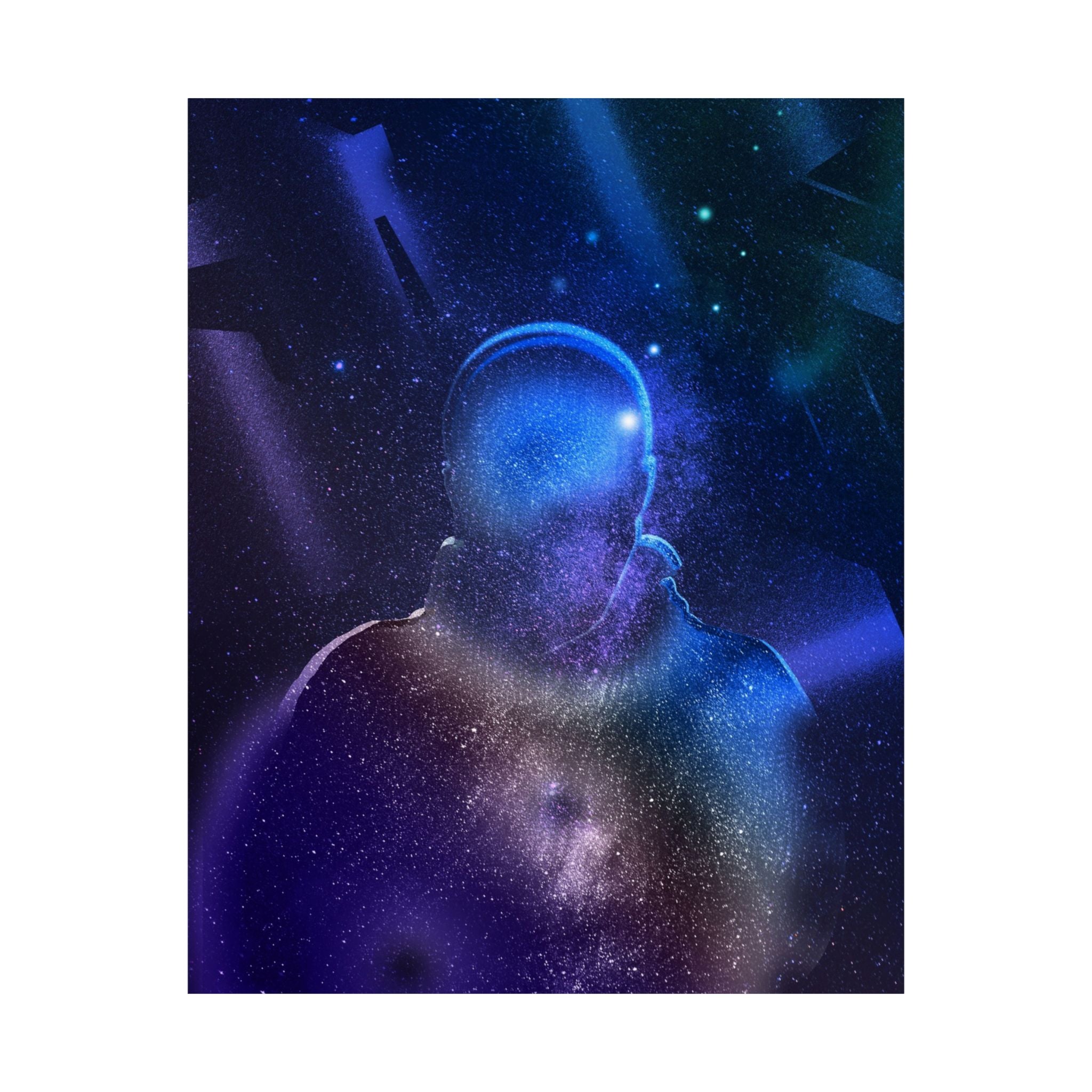 Figure in Space Poster - Cosmic Silhouette Art Print