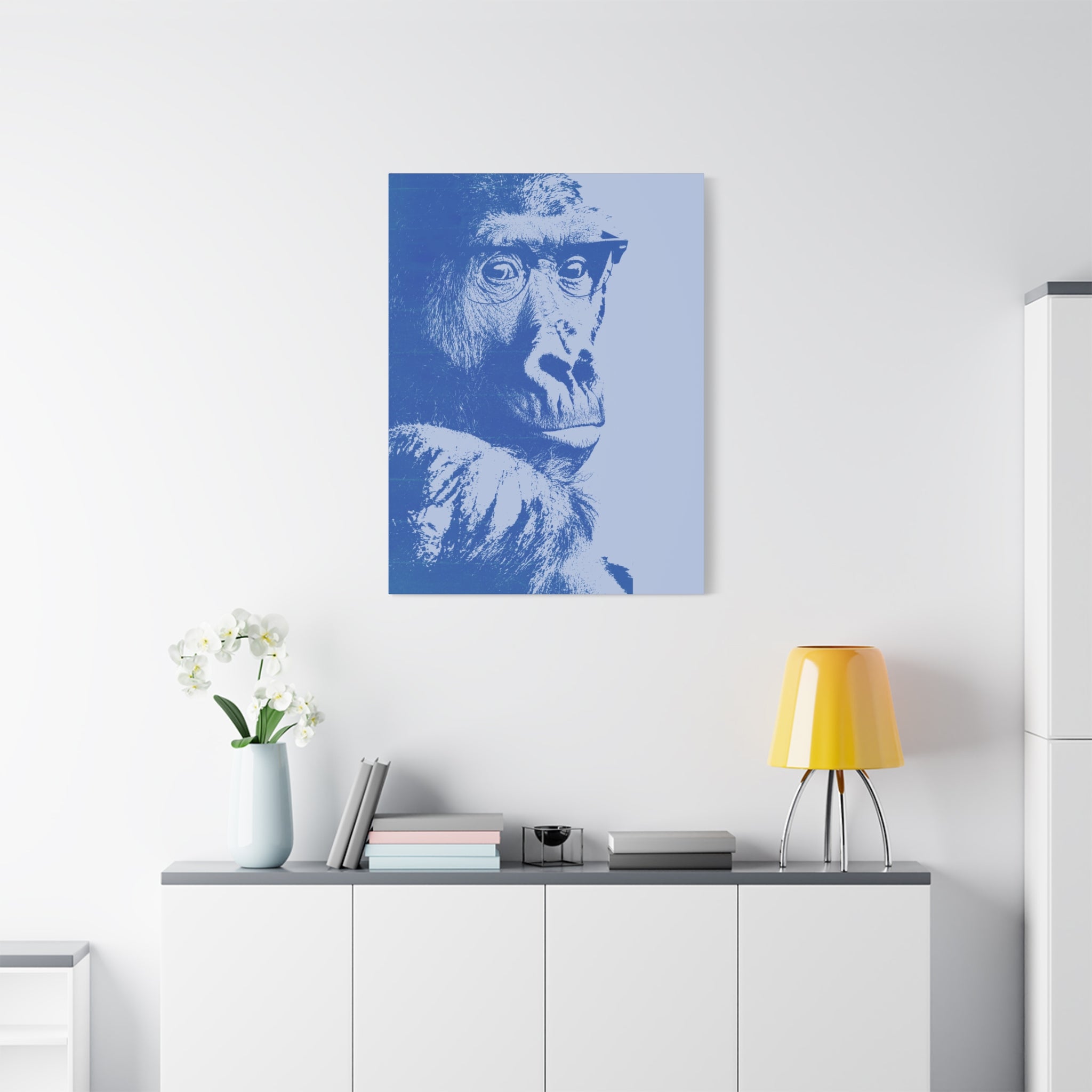 Educated Gorilla Canvas Wall Art - Abstract Modern Primate Decor