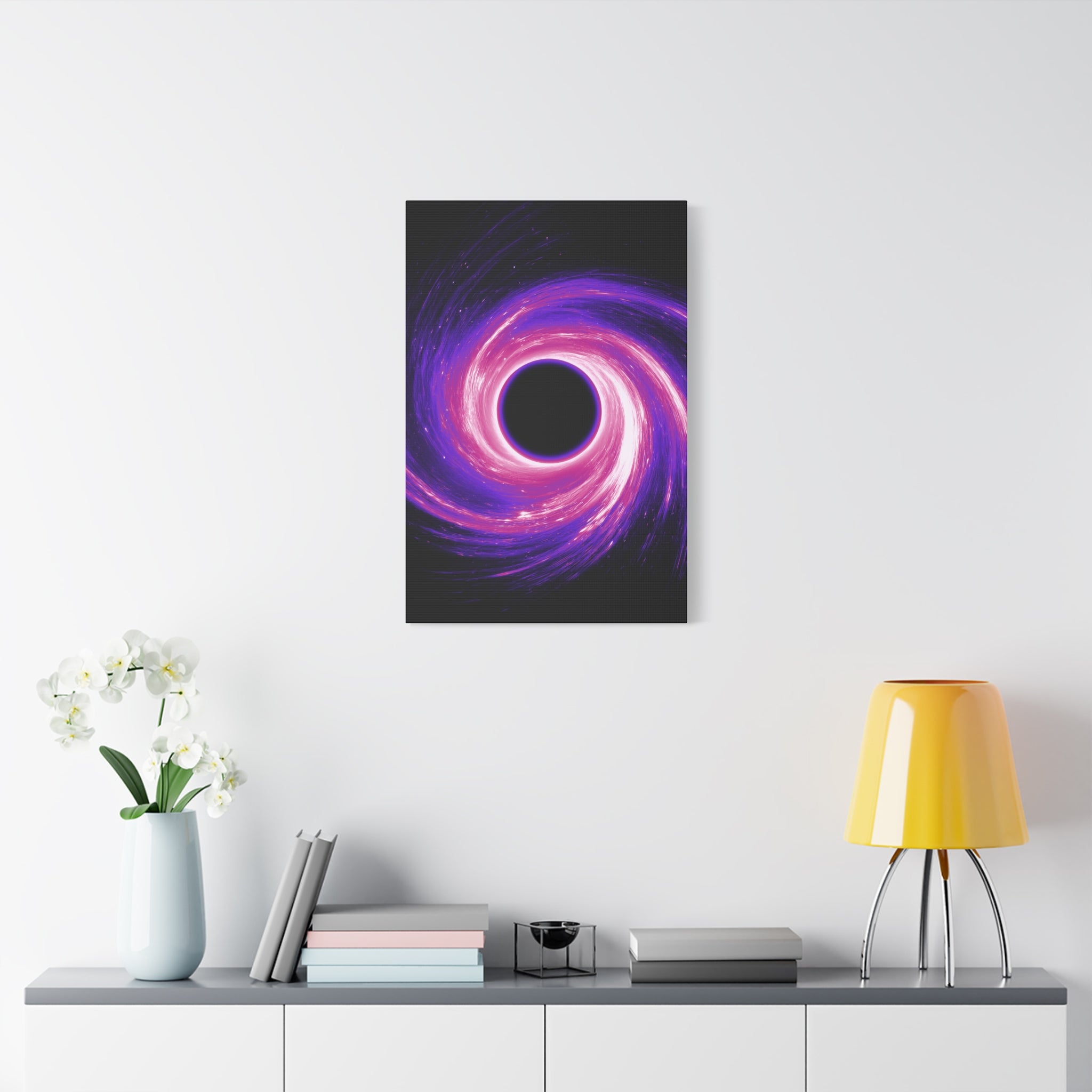 Neon Wave Horizon Canvas Wall Art - Retro 80s Cyberpunk Sunset