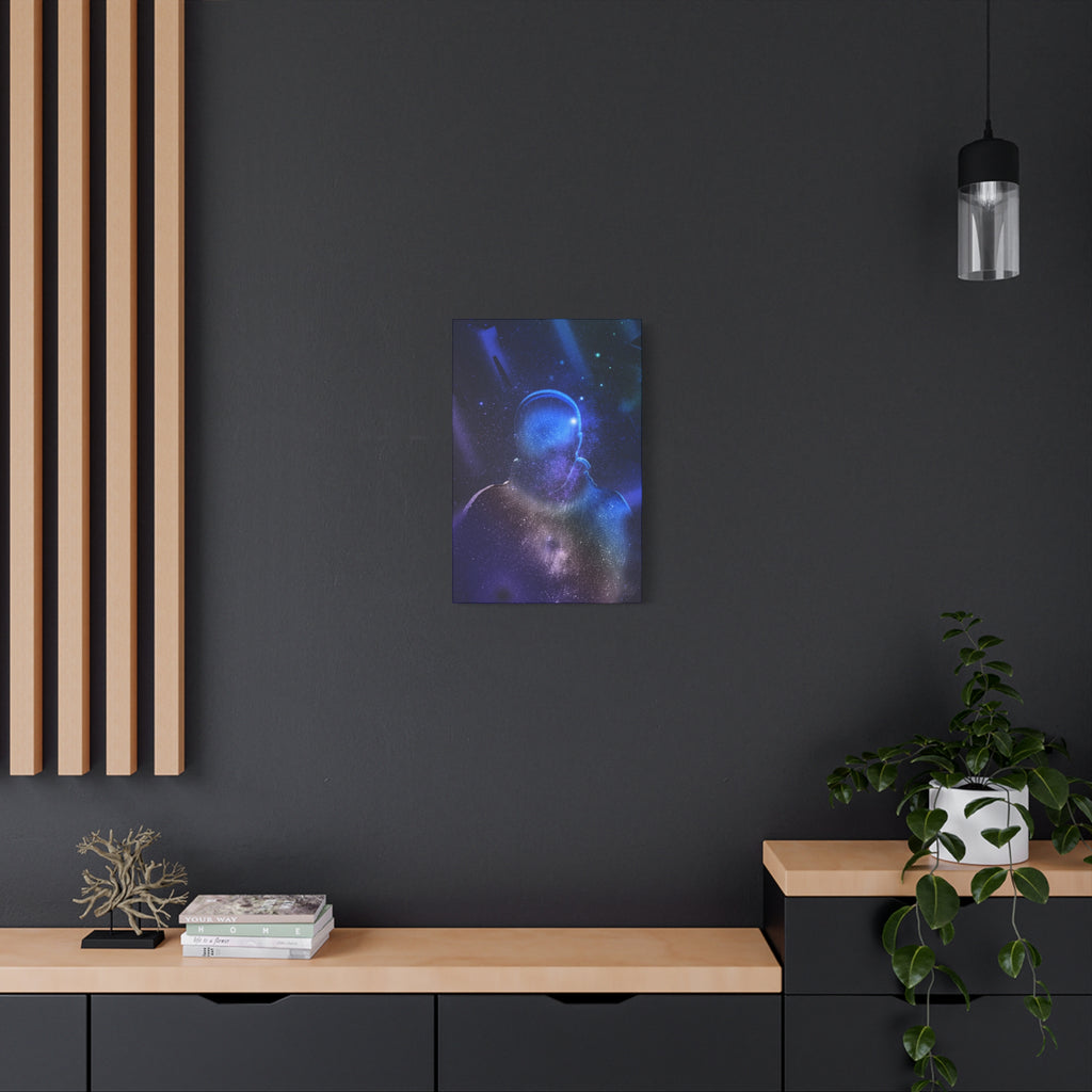 Figure in Space Canvas Wall Art - Cosmic Silhouette Decor