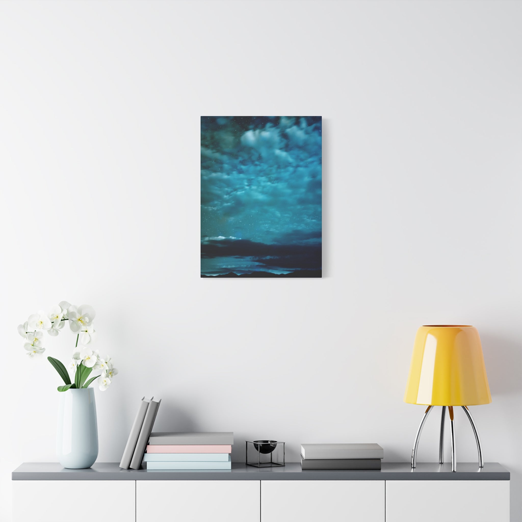 Serene Blue Sunrise Canvas Wall Art - Peaceful Misty Lake Decor