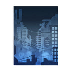 City Lights Abandoned City Poster - Cyberpunk Dystopian Art