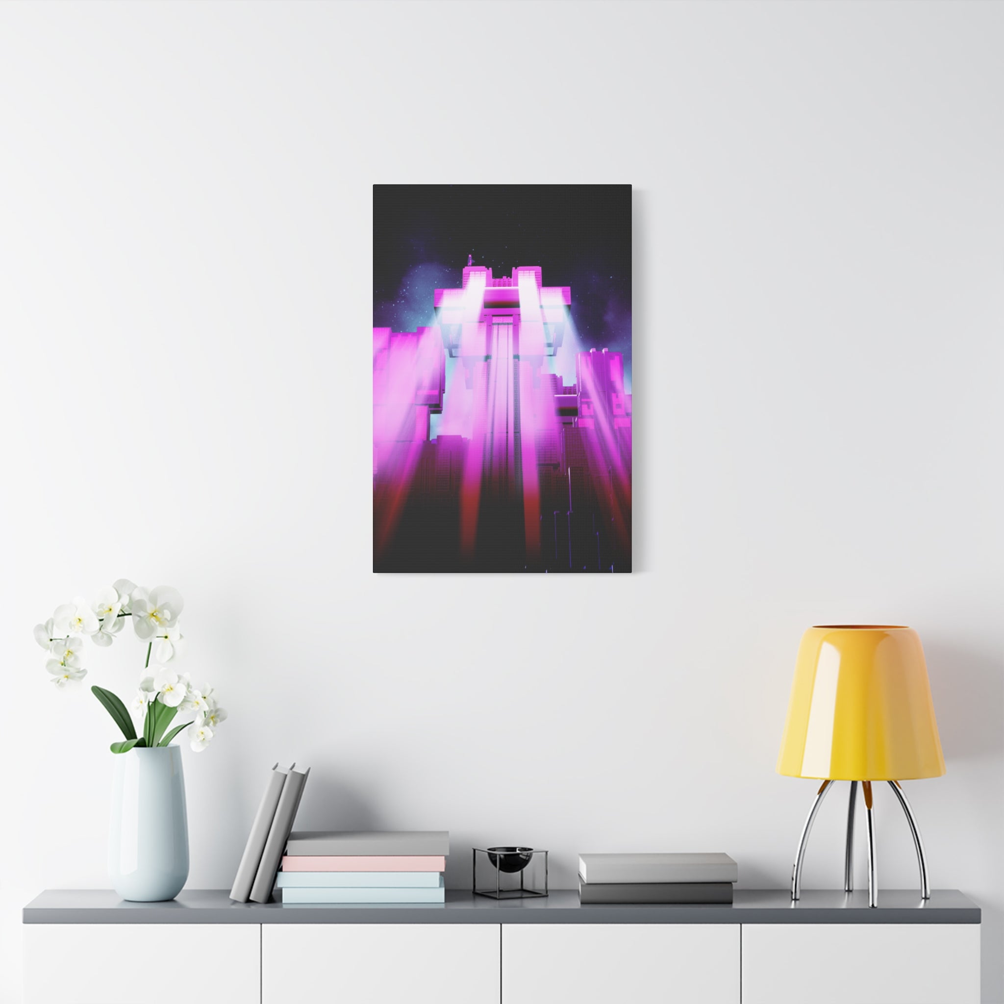 The City of Lights Vibrant Cityscape Canvas Art | Modern Neon Urban Skyline Wall Decor