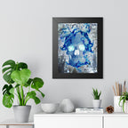Blue Flame Skull Framed Poster - Gothic Fire Skull Wall Art