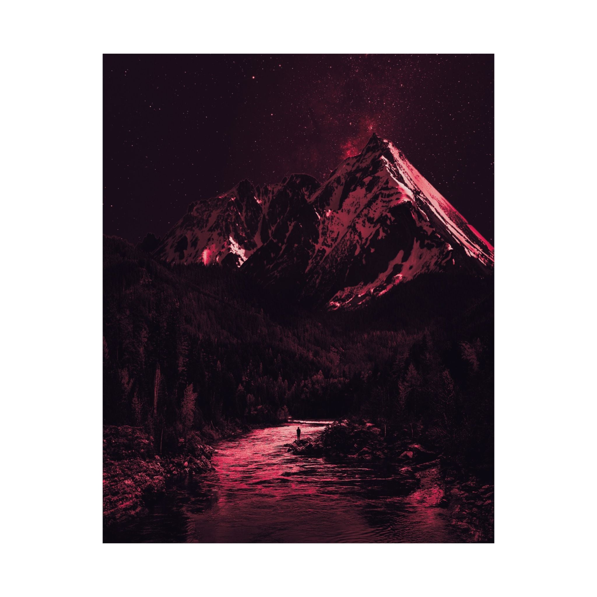 Red Mountain Lake Poster - Dramatic Landscape Art Print