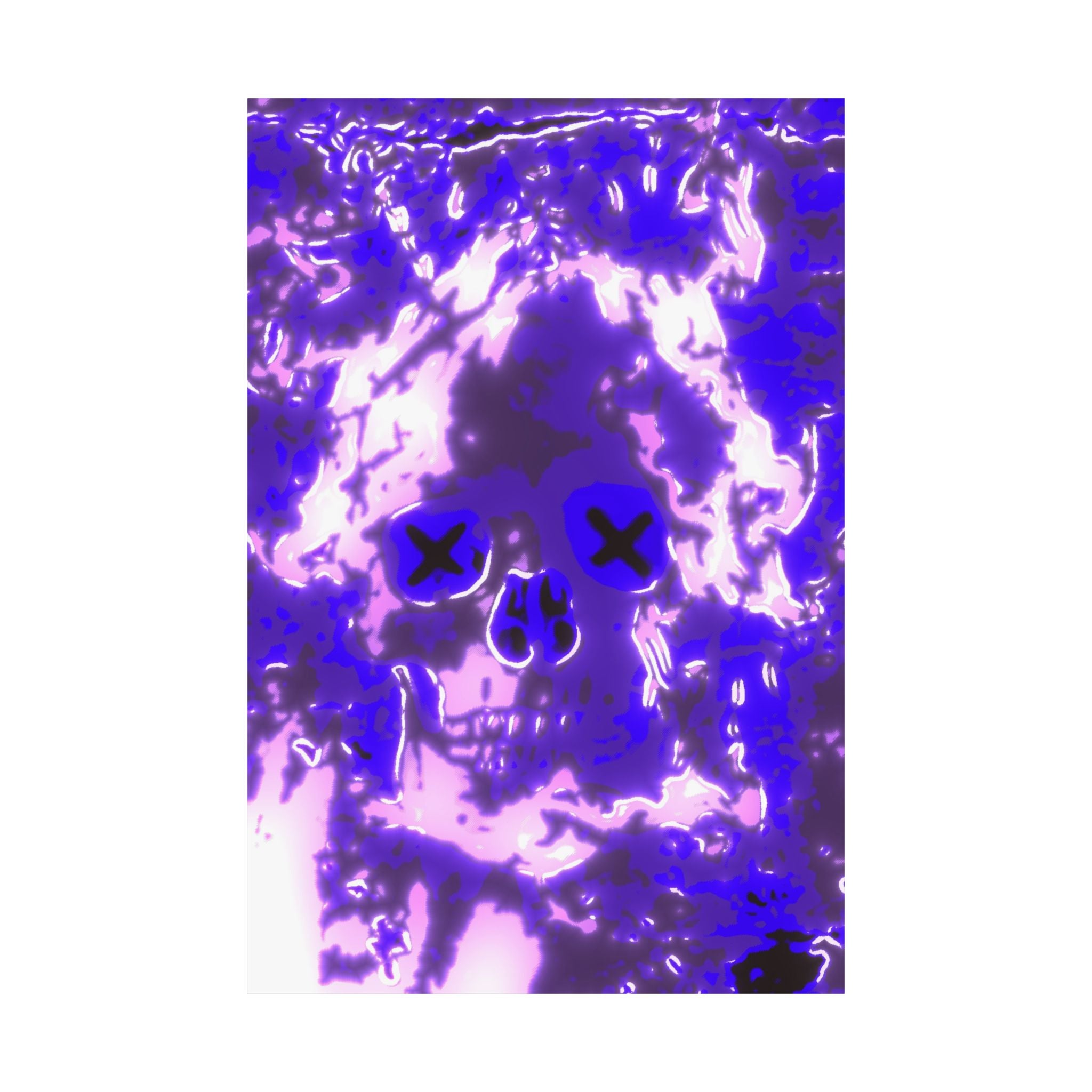 Vaporwaave Neon Skull Matte Poster Print