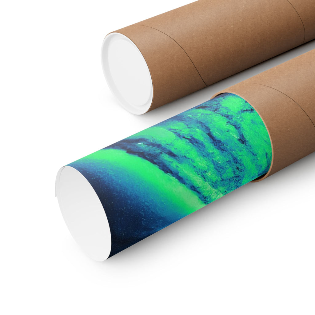 Vaporwave Green and Blue Spiral Galaxy Matte Poster Print