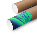 Vaporwave Green and Blue Spiral Galaxy Matte Poster Print