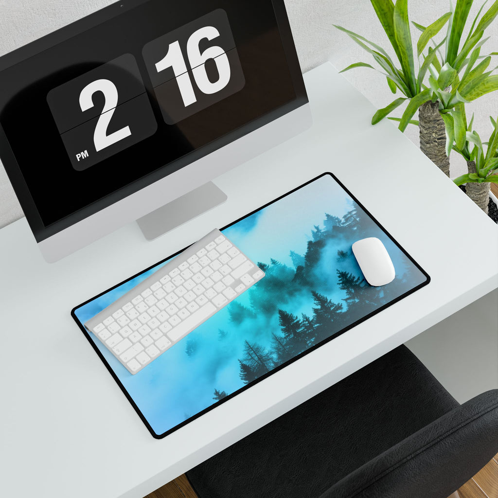 Misty Blue Mountain Fog Mouse Pad - Landscape Desk Mat