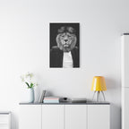Lion in a Suit Canvas Wall Art - Modern Quirky Animal Portrait