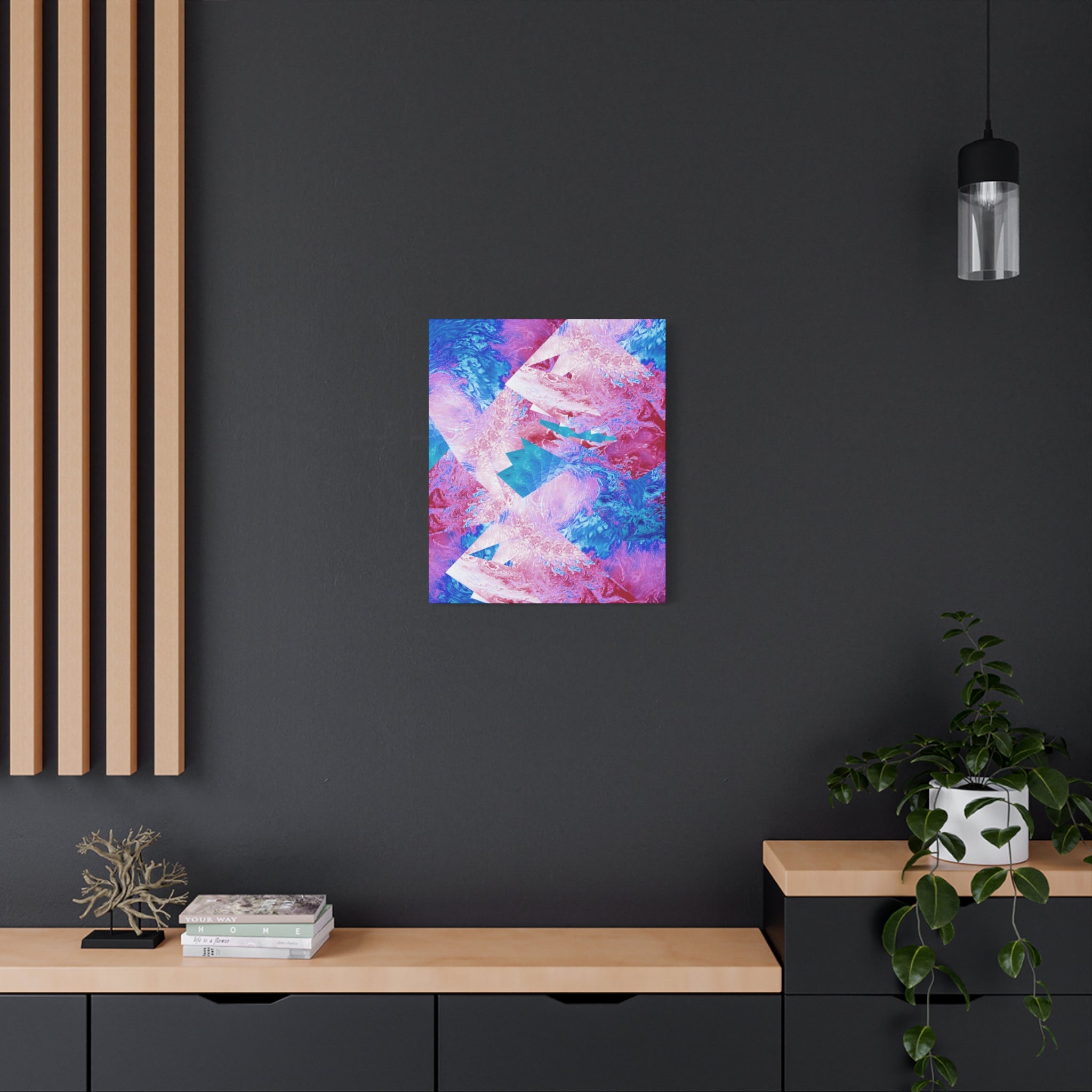 Trippy Pink and Blue Fractal Canvas Art | Surreal Abstract Sacred Geometry Wall Decor