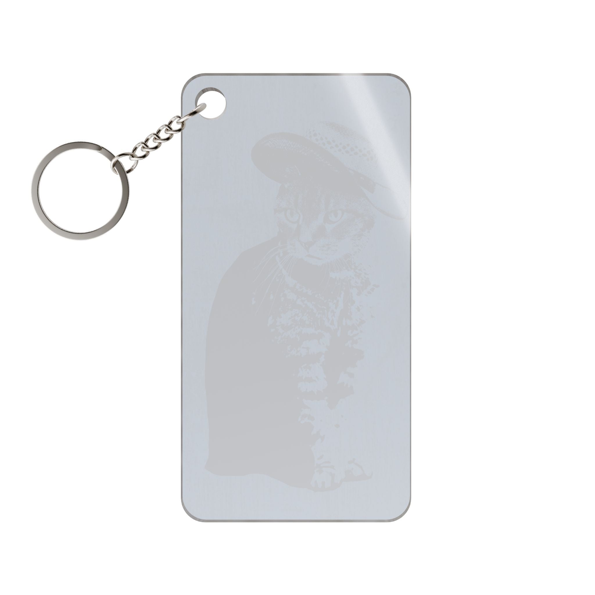 Grey Tabby Cat Keychain - Cute Pet Acrylic Charm