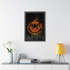 Neon Pumpkin Framed Poster - Spooky Halloween Wall Art