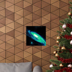 Vaporwave Green and Blue Spiral Galaxy Matte Poster Print