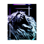 CRT Lion Retro Wave Poster - 80s Synthwave Neon Art Print