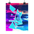 Blue Fox in Space Poster - Celestial Animal Art Print