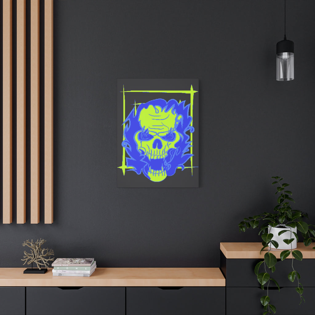 Skull of Mental Fire Canvas Wall Art - Psychedelic Gothic Decor