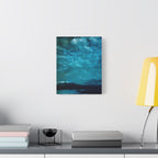 Serene Blue Sunrise Canvas Wall Art - Peaceful Misty Lake Decor