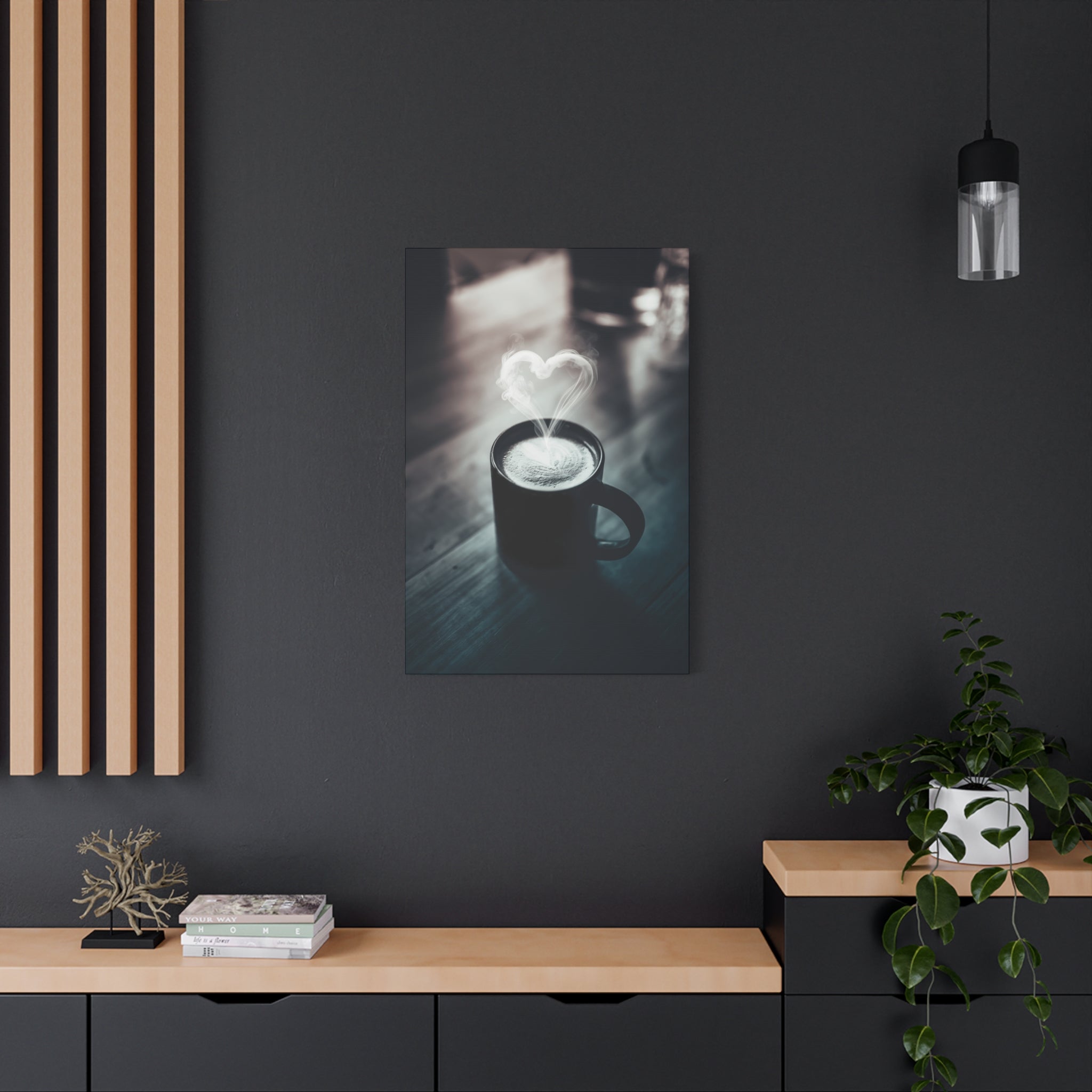 Coffee Love Kitchen Canvas Wall Art - Rustic Cafe Decor