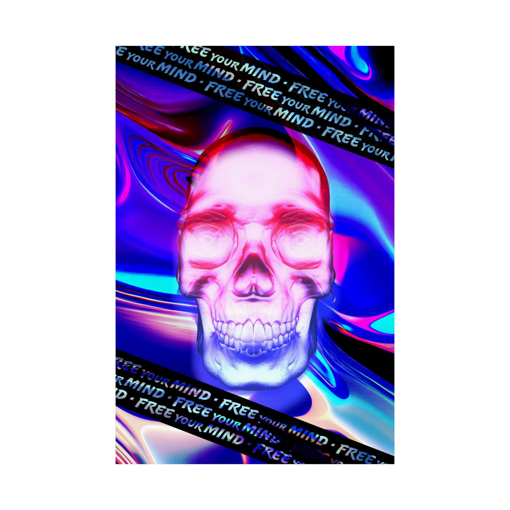 Free Your Mind Skull Poster - Psychedelic Skeleton Art Print