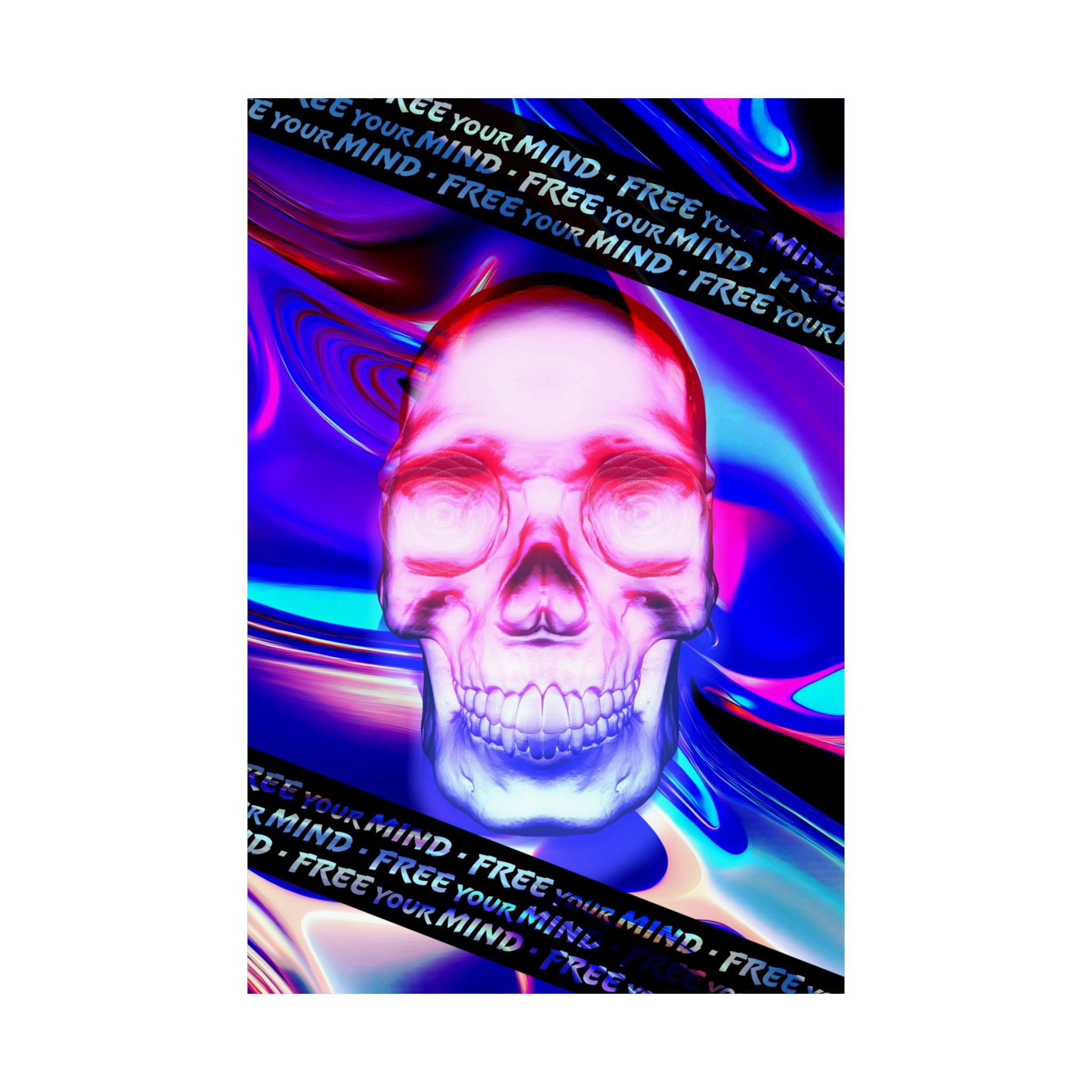 Free Your Mind Skull Poster - Psychedelic Skeleton Art Print