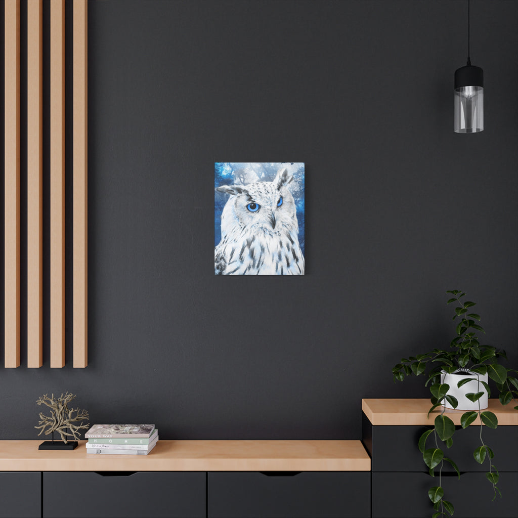 Frost Owl Canvas Wall Art - Winter Animal Fantasy Nature Decor
