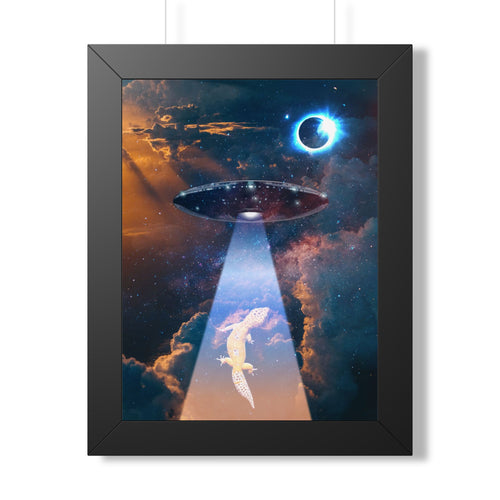Space Lizards Framed Poster - Lizard Ufo Wall Art