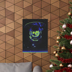 The Void of Space Matte Vertical Poste - Neon Skull Astronaut Art Print