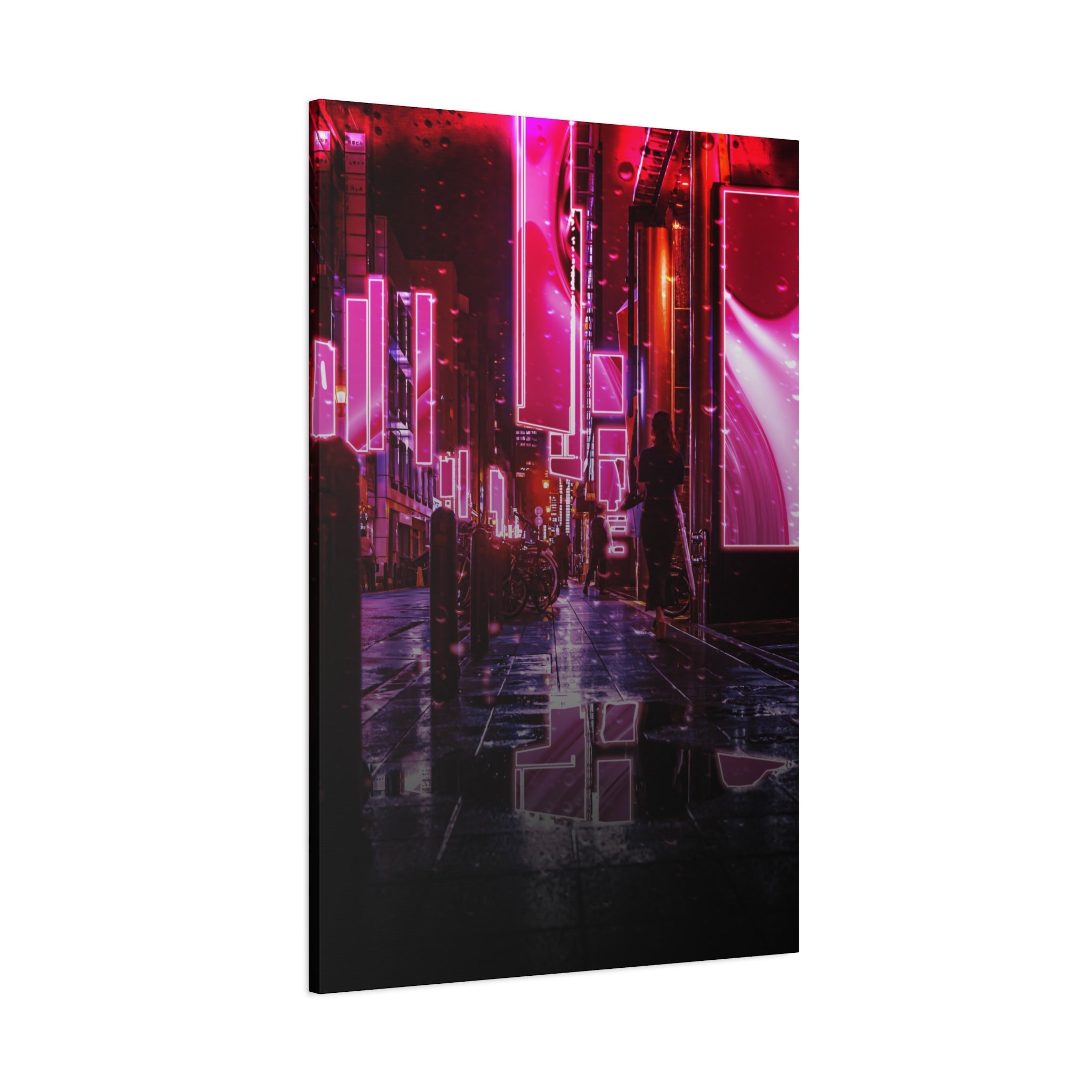 Japanese City Punk FX.3 Canvas Wall Art - Cyberpunk Tokyo Street Decor