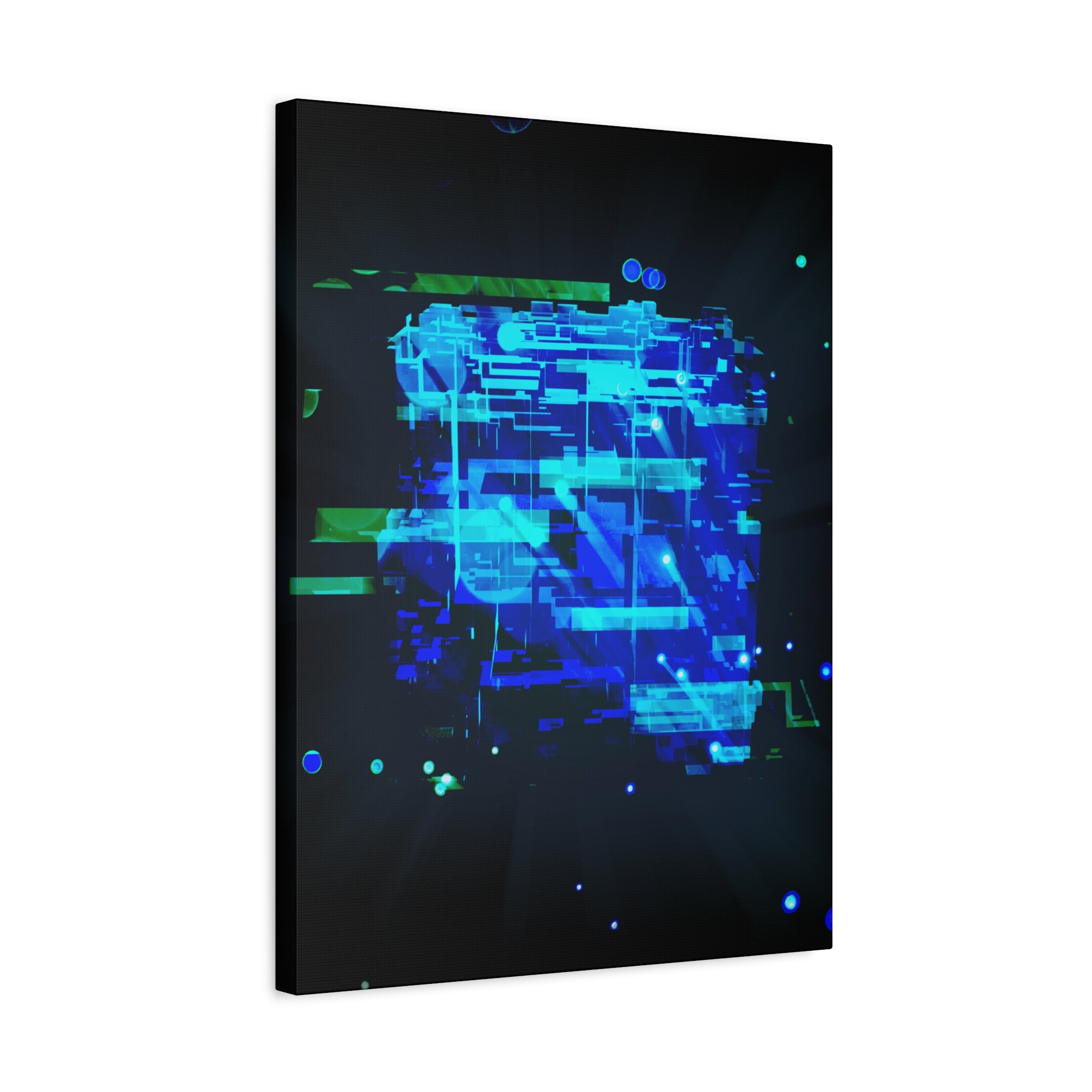 The Data Cube Sci-Fi Cyberpunk Canvas Art | Abstract Tech Futuristic Digital Wall Decor