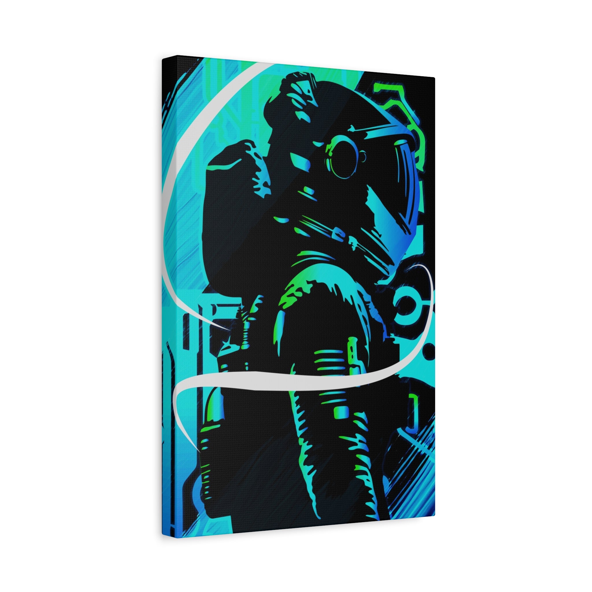 Grunge Paint Blast Canvas Wall Art - Abstract Graffiti Astronaut Decor